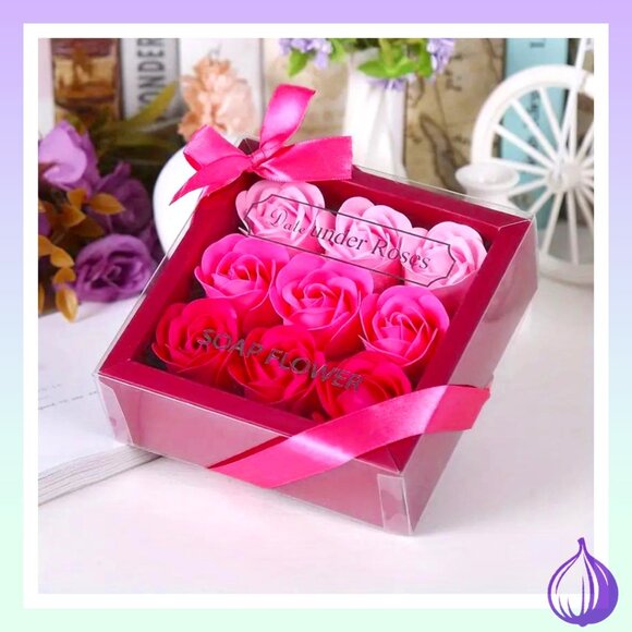 PINK SOAP ROSES - SUBTLE SCENT - ROSE SOAP - 9 ROSES - Picture 1 of 2